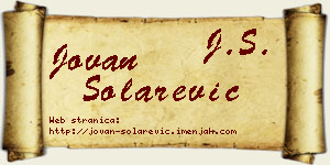 Jovan Solarević vizit kartica